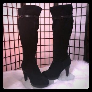 Nine & Co Black suede leather over the knee boots